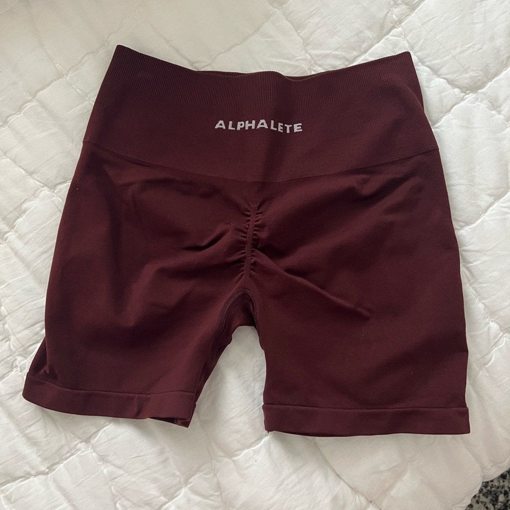 Alphalete Women's Deep Red Bike Shorts - Picture 2 of 2
